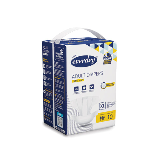 Unifit Everydry Adult Diaper Extra Soft with Easy Tape Adjustment (10 PCS in a Pack) (XL)