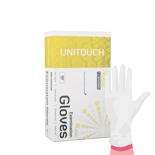 Unitouch Latex Powdered Examination Gloves Pack of 100 Pcs