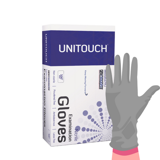 Unitouch Nitrile Powdered Free Examination Gloves (Grey) Pack of 100 Pcs